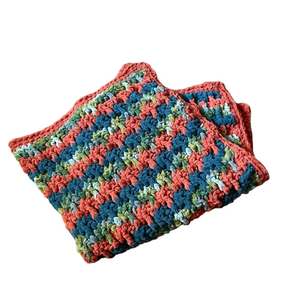 Handmade Jump Stripe Soft Squishy Multicolored Crochet Nursery Baby Blanket